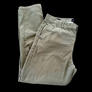 Frank and Oak Mens 32 Waist Olive Green Tapered Leg Stretch Chino Pants Cotton